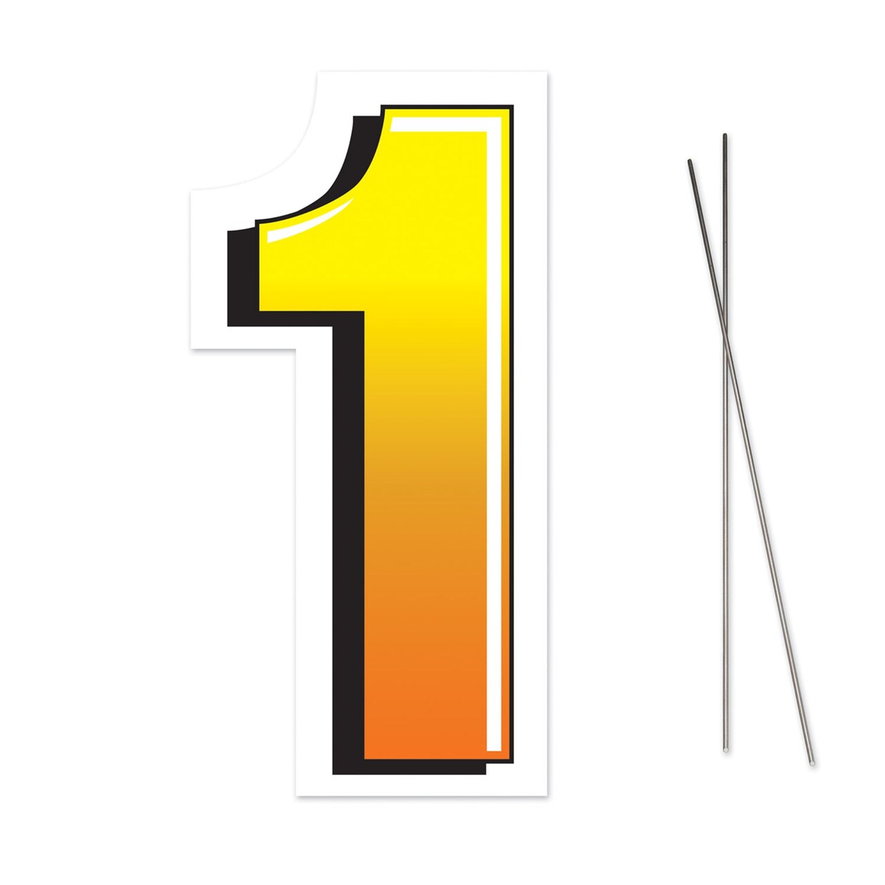 Beistle 18" Yellow and Black Number "1" Plastic Yard Sign with Metal Stakes